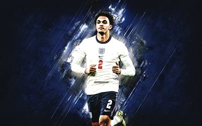 Trent Alexander-Arnold, England national football team, English football player, blue stone background, England, football