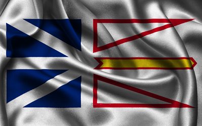 뉴 펀들 랜드와 래브라도 깃발, 4k, 캐나다 지방, 새틴 깃발, 뉴 펀들 랜드와 래브라도의 날, 뉴 펀들 랜드와 래브라도의 깃발, 물결 모양의 새틴 깃발, 뉴 펀들 랜드와 래브라도, 캐나다