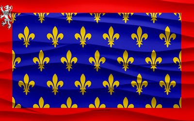 4k, flagge von maine, 3d-wellen-gipshintergrund, maine-flagge, 3d-wellen-textur, französische nationale symbole, tag von maine, provinz frankreich, 3d-maine-flagge, maine, frankreich
