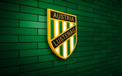 logo sc austria lustenau 3d, 4k, mur de briques vert, bundesliga autrichienne, football, club de football autrichien, logo sc austria lustenau, emblème sc austria lustenau, sc austria lustenau, logo sportif, austria lustenau fc