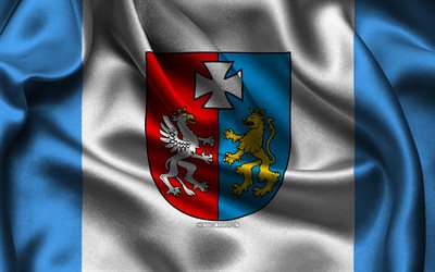 bandera de podkarpackie, 4k, voivodados polacos, banderas satinadas, día de podkarpackie, banderas onduladas de satén, voivodatos de polonia, podkarpackie, polonia