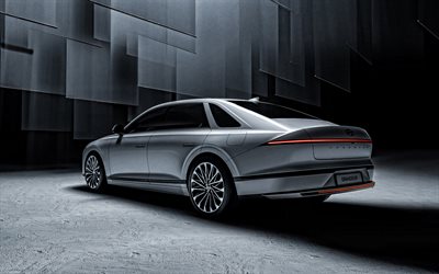 2023, hyundai grandeur, 4k, rückansicht, exterieur, silberne limousine, silberner hyundai grandeur, neuer grandeur 2023, südkoreanische autos, hyundai