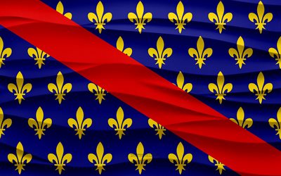 4k, bandera de bourbonnais, fondo de yeso de ondas 3d, textura de ondas 3d, símbolos nacionales franceses, día de bourbonnais, provincia de francia, bandera de bourbonnais 3d, bourbonnais, francia