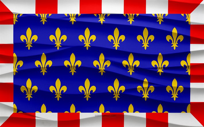 4k, bandera de touraine, fondo de yeso de ondas 3d, textura de ondas 3d, símbolos nacionales franceses, día de touraine, provincia de francia, bandera de touraine 3d, touraine, francia