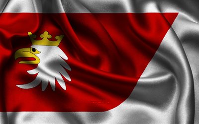 ワルミア・マスリアの旗, 4k, ポーランド語, サテンフラグ, ワルミア マズリアの日, 波状のサテンの旗, ポーランドの県, ワーミア マズリア, ポーランド