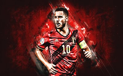 Eden Hazard, Belgium national football team, portrait, red stone background, Belgium, football