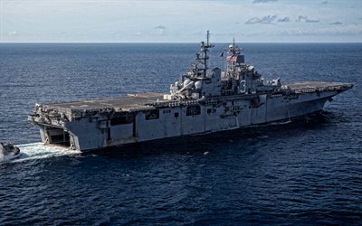 lhd-3, uss kearsarge, marine américaine, vue arrière, navire d assaut amphibie, classe de guêpe, navire de guerre américain