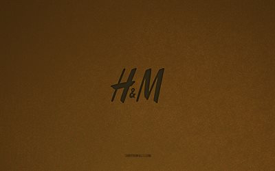 hm logo, 4k, fabricants logos, hm emblem, brown stone texture, hm, marques populaires, signe hm, fond de pierre brun, hennes mauritz