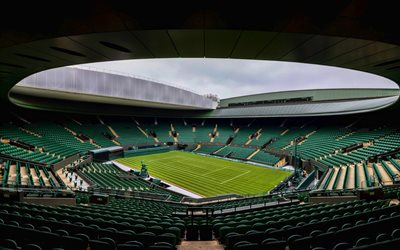 4k, Center Court, Wimbledon, tennis court, All England Lawn Tennis and Croquet Club, tennis, London, England, grass tennis court