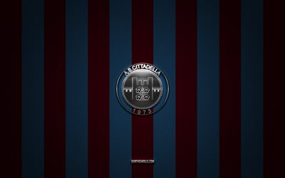 cittadellaのロゴとして, イタリアのフットボールクラブ, セリエb, ブルゴーニュブルーカーボンの背景, cittadella emblemとして, フットボール, cittadellaとして, イタリア, cittadella silver metal logoとして
