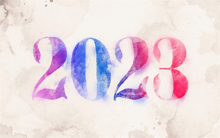 2023 frohes neues jahr, 4k, farbkunst, farbenfrohe abstrakte ziffern, 2023 konzepte, kreativ, 2023 abstract diffhits, frohes neues jahr 2023, creative, 2023 gray hintergrund, 2023 jahr