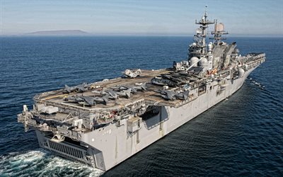 4k, USS Makin Island, LHD-8, US Navy, American amphibious assault ship, American warship, United States Navy, USA, Wasp-class
