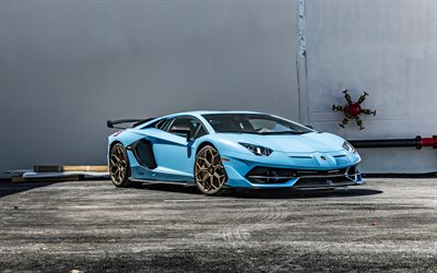 2022, Lamborghini Aventador SVJ, front view, exterior, blue supercar, blue Lamborghini Aventador, supercars, italian sports cars, Lamborghini
