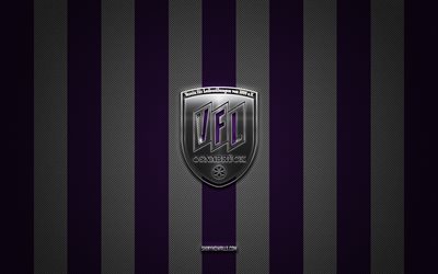 vfl osnabrueckロゴ, ドイツのフットボールクラブ, 2ブンデスリーガ, 紫色の白い炭素の背景, vfl osnabrueckエンブレム, フットボール, vfl osnabrueck, ドイツ, vfl osnabrueck silver metal logo