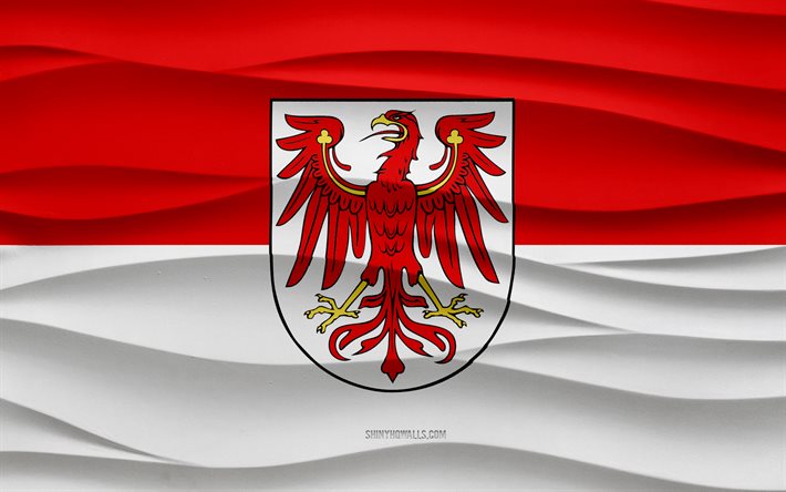 4k, Flag of Brandenburg, 3d waves plaster background, Brandenburg flag, 3d waves texture, German national symbols, Day of Brandenburg, State of Germany, 3d Brandenburg flag, Brandenburg, Germany