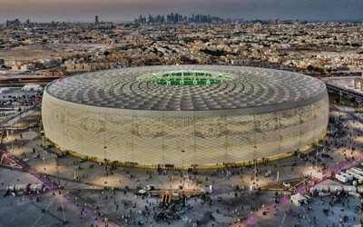 4k, Al Thumama Stadium, aerial view, football stadium, Al Thumama, Qatar, 2022 FIFA World Cup, 2022 Qatar, sports arenas