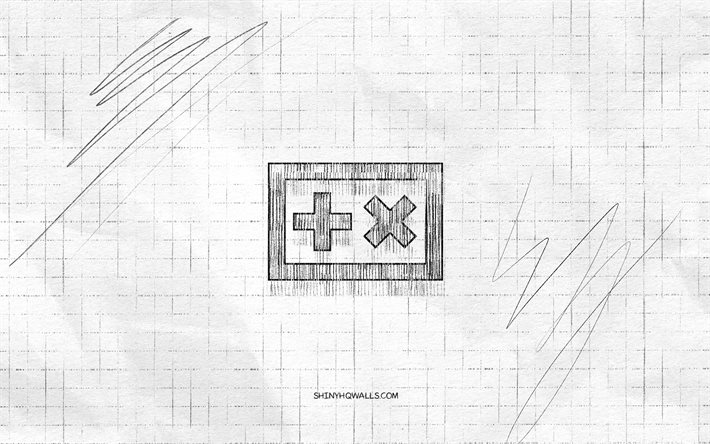 Martin Garrix sketch logo, 4K, checkered paper background, dutch DJs, Martijn Gerard Garritsen, Martin Garrix black logo, music stars, logo sketches, Martin Garrix logo, pencil drawing, Martin Garrix