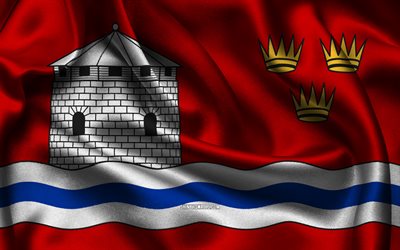 kingston flag, 4k, canadian cities, satin fands, day of kingston, flag of kingston, wavy satin flags, cities of canada, kingston, canada