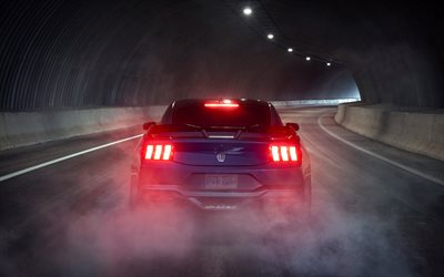 2024 ford mustang dark horse trow view, exterior, sports coupe, blue ford mustang, luzes traseiras, carros esportivos americanos, novo ford mustang 2024, ford