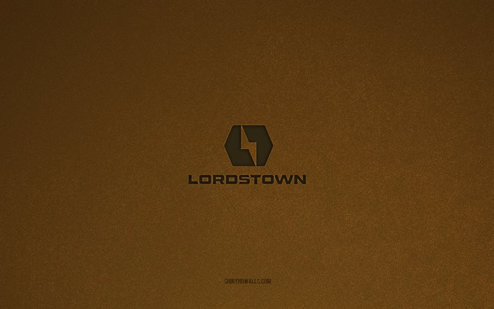 lordstown logosu, 4k, araba logoları, lordstown amblemi, kahverengi taş dokusu, lordstown, popüler otomobil markaları, lordstown işareti, kahverengi taş arka plan