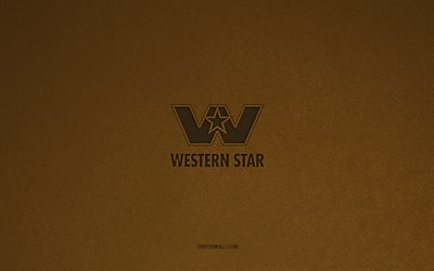 western star-logo, 4k, autologos, western star-emblem, braune steinstruktur, western star, beliebte automarken, western star-schild, brauner steinhintergrund