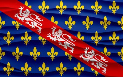 4k, Flag of La Marche, 3d waves plaster background, La Marche flag, 3d waves texture, French national symbols, Day of La Marche, province of France, 3d La Marche flag, La Marche, France