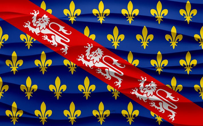 4k, ラ・マルシェの旗, 3 d 波石膏背景, 3 d 波テクスチャ, フランスの国のシンボル, ラ・マルシェの日, フランスの州, 3 d マルシェ フラグ, ラ・マルシェ, フランス