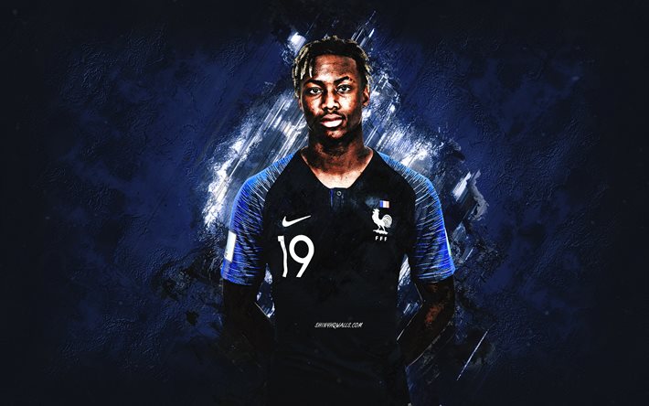 Brandon Soppy, France national football team, portrait, blue stone background, football, France