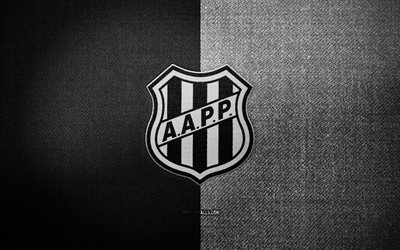 Ponte Preta badge, 4k, black red fabric background, Brazilian Serie B, Ponte Preta logo, Ponte Preta emblem, sports logo, Brazilian football club, AA Ponte Preta, soccer, football, Ponte Preta FC