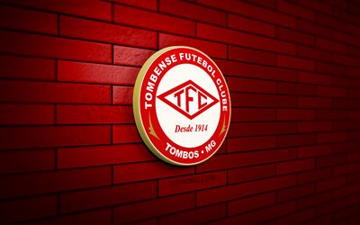 Tombense FC 3D logo, 4K, red brickwall, Brazilian Serie B, soccer, brazilian football club, Tombense FC logo, Tombense FC emblem, football, Tombense, sports logo, Tombense FC