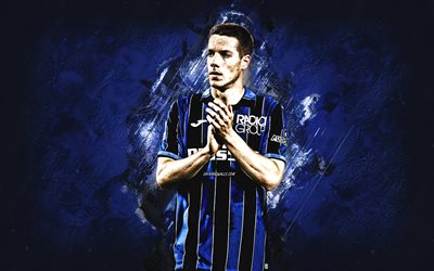 Mario Pasalic, Atalanta, portrait, Croatian footballer, midfielder, blue stone background, football, Serie A, Italy