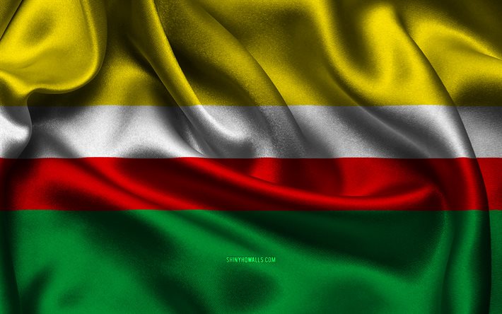 루부시 깃발, 4k, 폴란드 주, 새틴 플래그, 루부스의 날, 루부스의 국기, 물결 모양의 새틴 플래그, 폴란드의 주, 루부즈, 폴란드