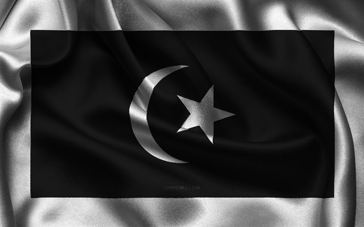 테렝가누 깃발, 4k, 말레이시아 국가, 새틴 플래그, 테렝가누의 날, 테렝가누의 국기, 물결 모양의 새틴 플래그, 말레이시아, 테렝가누