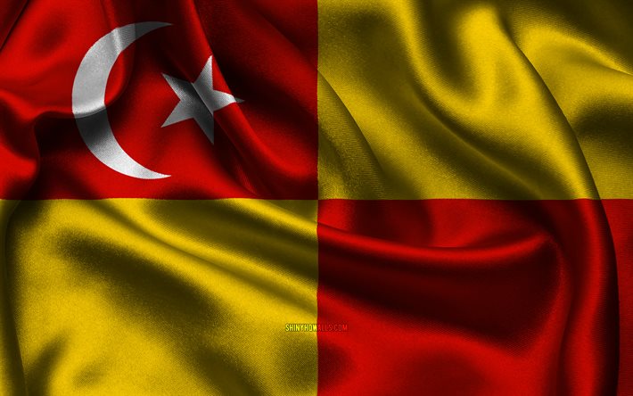 セランゴール州旗, 4k, マレーシアの州, サテンフラグ, セランゴールの日, セランゴール州の旗, 波状のサテンの旗, セランゴール, マレーシア
