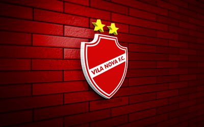 vila nova fc 3d-logo, 4k, rote ziegelwand, brasilianische serie b, fußball, brasilianischer fußballverein, vila nova fc-logo, vila nova fc-emblem, vila nova, sportlogo, vila nova fc