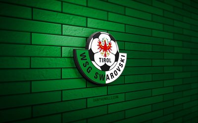 WSG Tirol 3D logo, 4K, green brickwall, Austrian Bundesliga, soccer, austrian football club, WSG Tirol logo, WSG Tirol emblem, football, WSG Tirol, sports logo, WSG Tirol FC