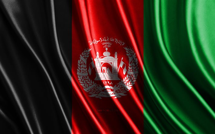 bandiera di afghanistan, 4k, bandiere 3d di seta, paesi dell asia, giorno dell afghanistan, onde in tessuto 3d, bandiera afgana, bandiere ondulate di seta, paesi asiatici, simboli nazionali afgani, asia, afghanistan