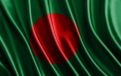 flag du bangladesh, 4k, drapeaux 3d de soie, pays d asie, jour du bangladesh, vagues de tissu 3d, drapeau bangladais, drapeaux ondulés en soie, drapeau du bangladesh, pays asiatiques, symboles nationaux du bangladesh, bangladesh, asie