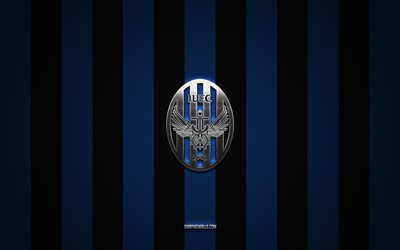incheon united fc logo, südkoreanischer fußballverein, k league 1, blue black carbon hintergrund, incheon united fc emblem, fußball, incheon united fc, südkorea, incheon united fc silver metal logo
