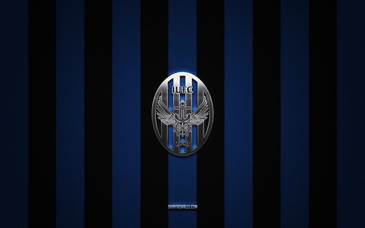 incheon united fc logo, südkoreanischer fußballverein, k league 1, blue black carbon hintergrund, incheon united fc emblem, fußball, incheon united fc, südkorea, incheon united fc silver metal logo