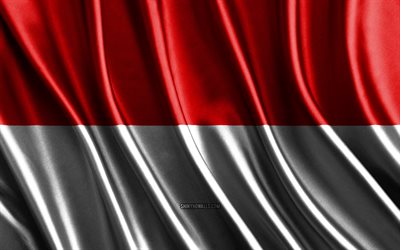bandeira da indonésia, 4k, bandeiras de seda 3d, países da ásia, dia da indonésia, ondas de tecido 3d, bandeira indonésia, bandeiras onduladas de seda, países asiáticos, símbolos nacionais indonésios, indonésia, ásia