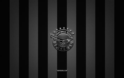 seongnam fc logosu, güney kore futbol kulübü, k lig 1, siyah beyaz karbon arka plan, seongnam fc amblemi, futbol, ​​seongnam fc, güney kore, seongnam fc gümüş metal logosu