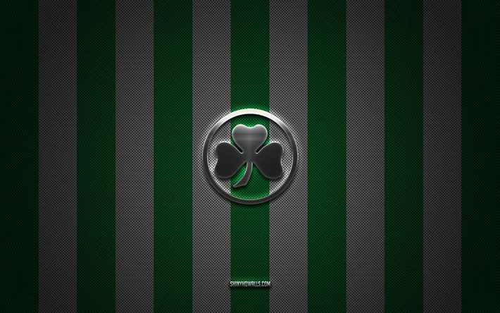 greuther futh logo, allemand football club, 2 bundesliga, fond de carbone blanc vert, greuther emblème, football, greuther furth, allemagne, greuther furt silver metal logo