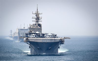 4k, uss bataan, lhd-5, 米海軍, アメリカの水陸両用攻撃船, スズメバチクラス, アメリカ軍艦, 米国海軍, アメリカ合衆国, 海のuss bataan