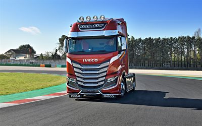 Iveco S-WAY TurboStar 570 4x2, 4k, raceway, 2022 trucks, LKW, cargo transport, Red Iveco S-Way, 2022 Iveco S-Way, red truck, italian trucks, Iveco