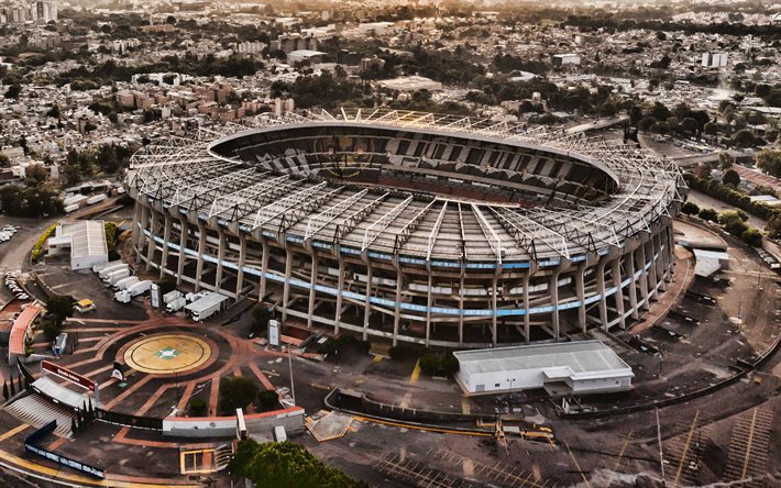 Estadio Azteca, 4k, top view, mexican football stadium, aerial view, Azteca, Mexico City, Club America stadium, Mexico, Liga MX, football