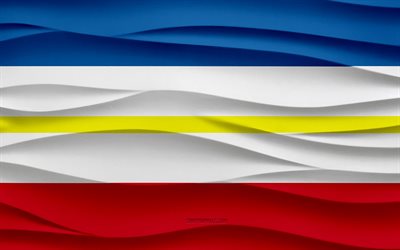 4k, Flag of Mecklenburg-Vorpommern, 3d waves plaster background, Mecklenburg-Vorpommern flag, 3d waves texture, German national symbols, Day of Mecklenburg-Vorpommern, State of Germany, Mecklenburg-Vorpommern, Germany
