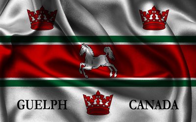 guelph flag, 4k, canadian cities, bands di satin, day of guelph, flag of guelph, wavy satin flags, cities of canada, guelph, canada