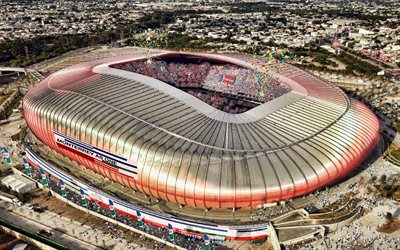 4k, estadio bbva, aerial view, el gigante de acero, mexican football stadium, estadio bbva bancomer, cf monterrey, guadalupe, messico, arena sportiva
