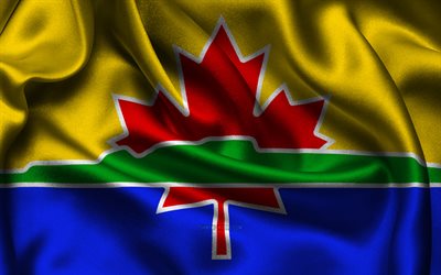 bandera de la bahía de thunder, 4k, ciudades canadienses, banderas de satén, día de la bahía de thunder, bandera de thunder bay, onduladas banderas de satén, ciudades de canadá, thunder bay, canadá
